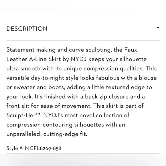 SCULPT*HER by NYDJ Faux Leather A Line Skirt - Picture 6 of 15